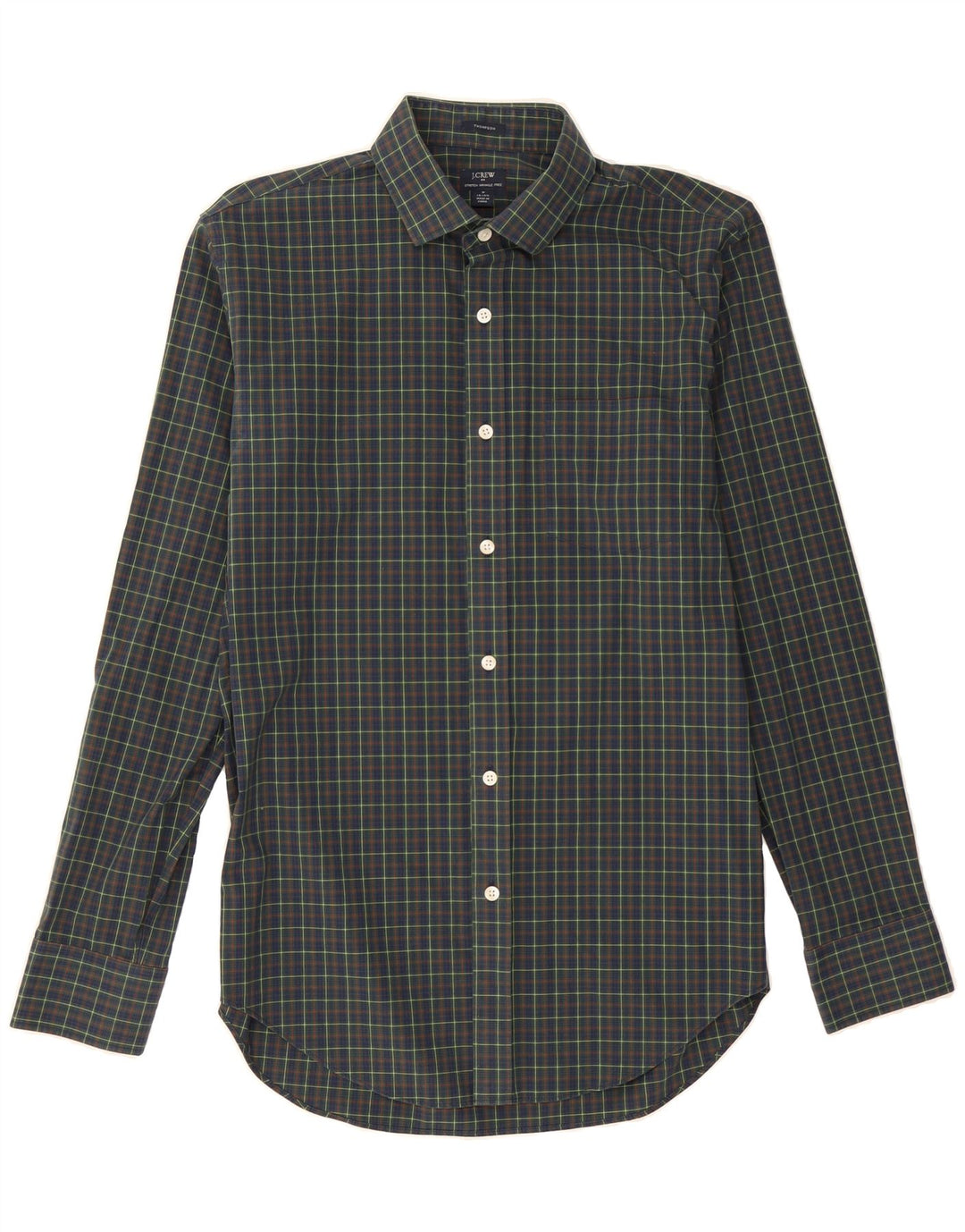 J. CREW Mens Thompson Shirt Size 15 Medium Green Check Cotton Vintage J. Crew and Second-Hand J. Crew from Messina Hembry 
