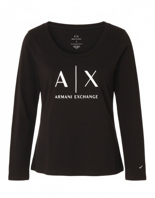 Женские топы с графическим принтом Armani Exchange UK 8, маленький черный логотип