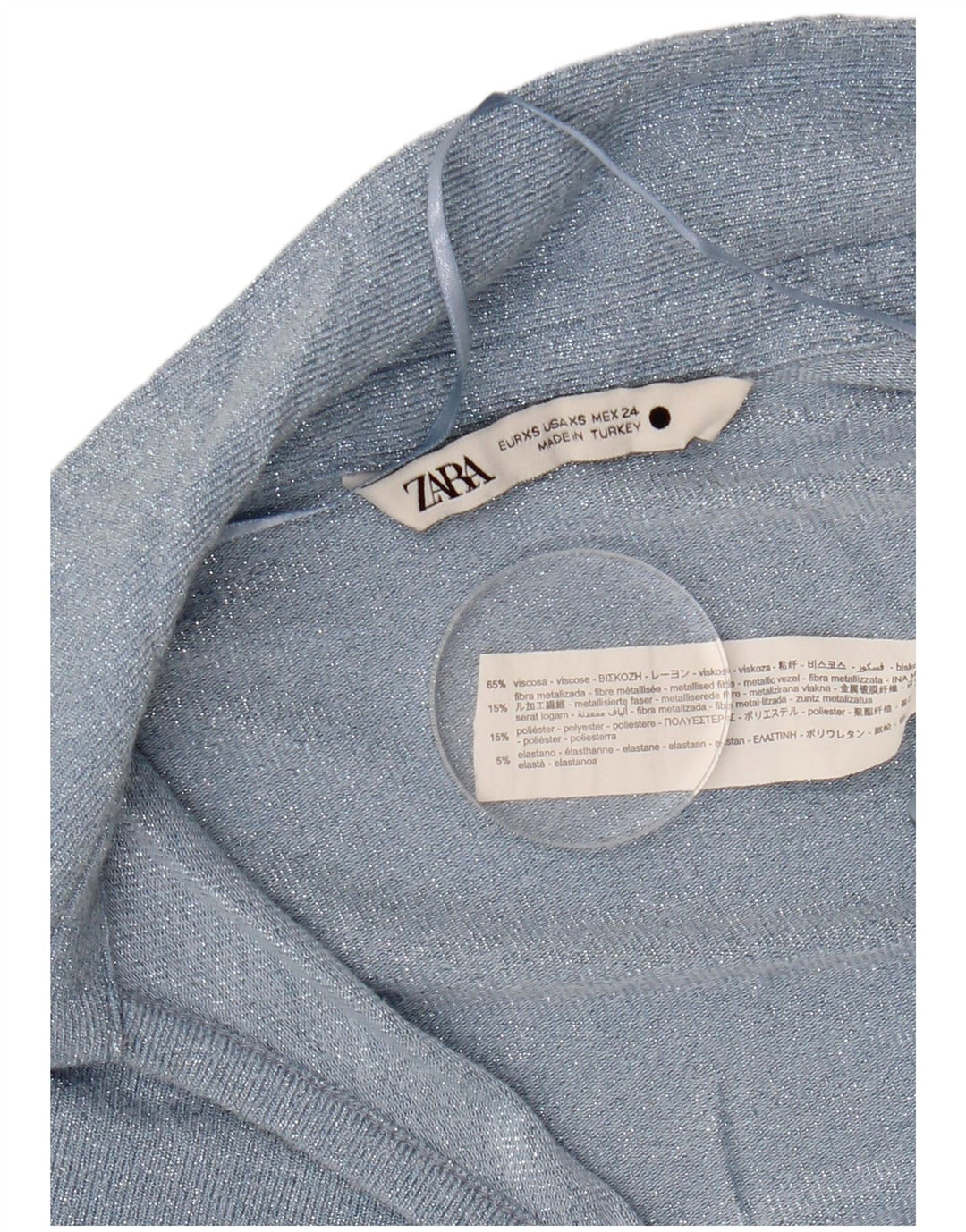 Женская блузка с длинным рукавом ZARA UK 6 XS Синяя вискоза