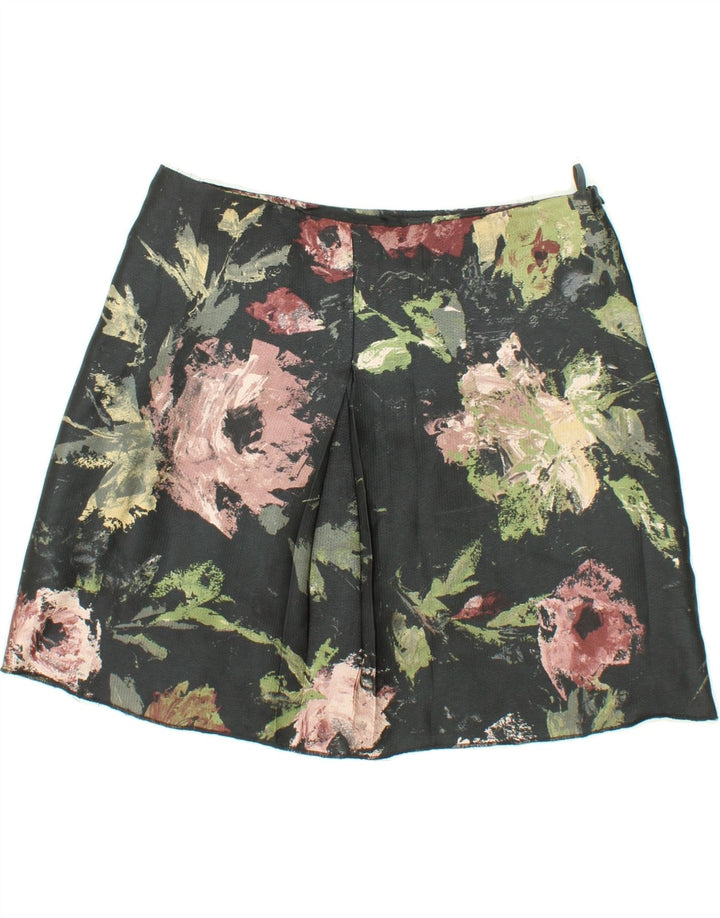 BENETTON Womens Mini Skirt IT 40 Small W32 Black Floral Polyester Vintage Benetton and Second-Hand Benetton from Messina Hembry 