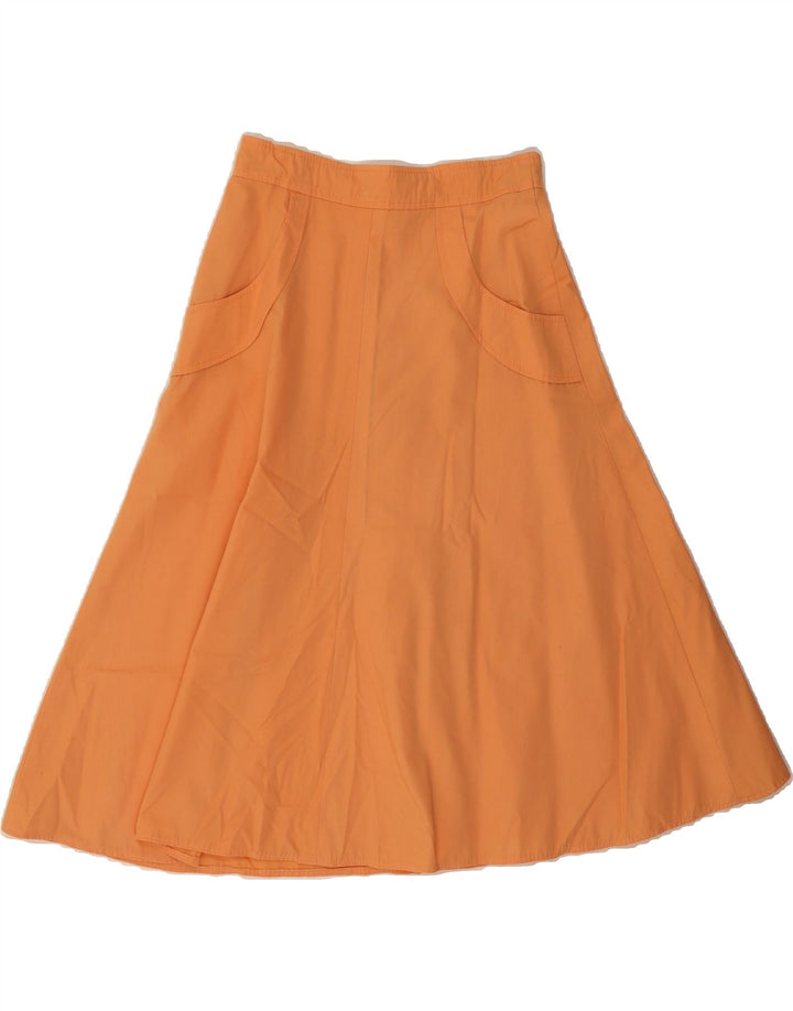 VINTAGE Womens A-Line Skirt W26 Small Orange Polyester Vintage Vintage and Second-Hand Vintage from Messina Hembry 
