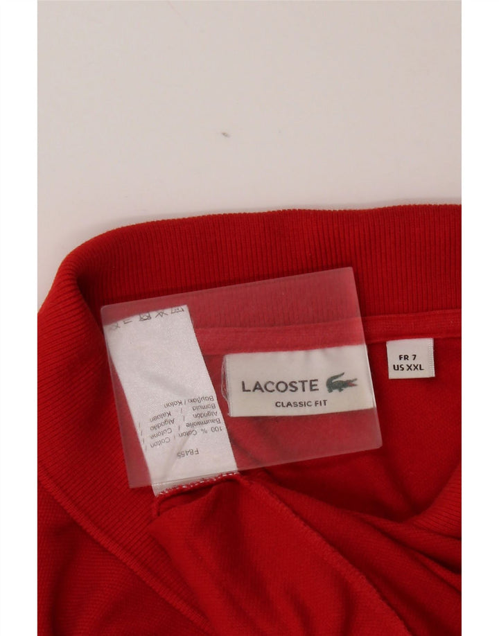 Мужская рубашка-поло классического кроя Lacoste, размер 7, 2XL, красный хлопок
