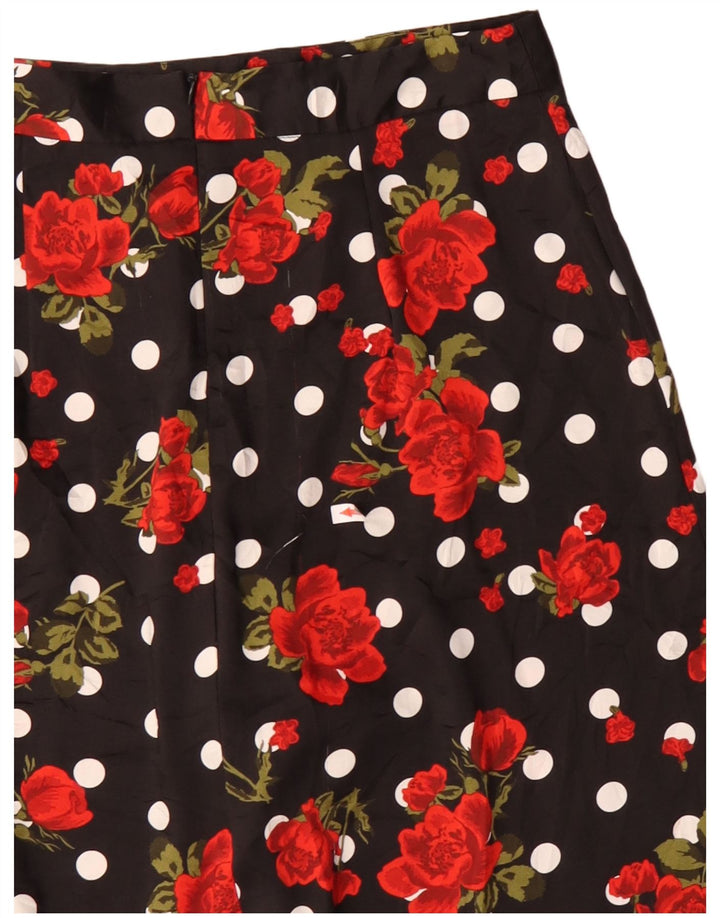 Женская асимметричная юбка-трапеция Zara Medium W30, черный полиэстер с цветочным принтом