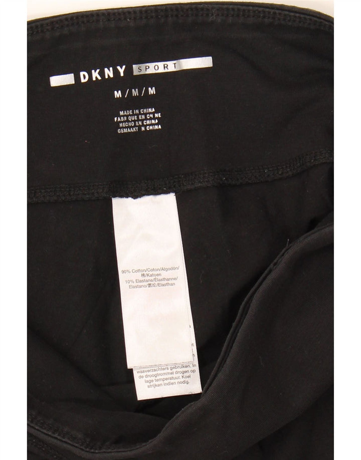 DKNY Womens Graphic Capri Leggings UK 12 Medium Black Cotton