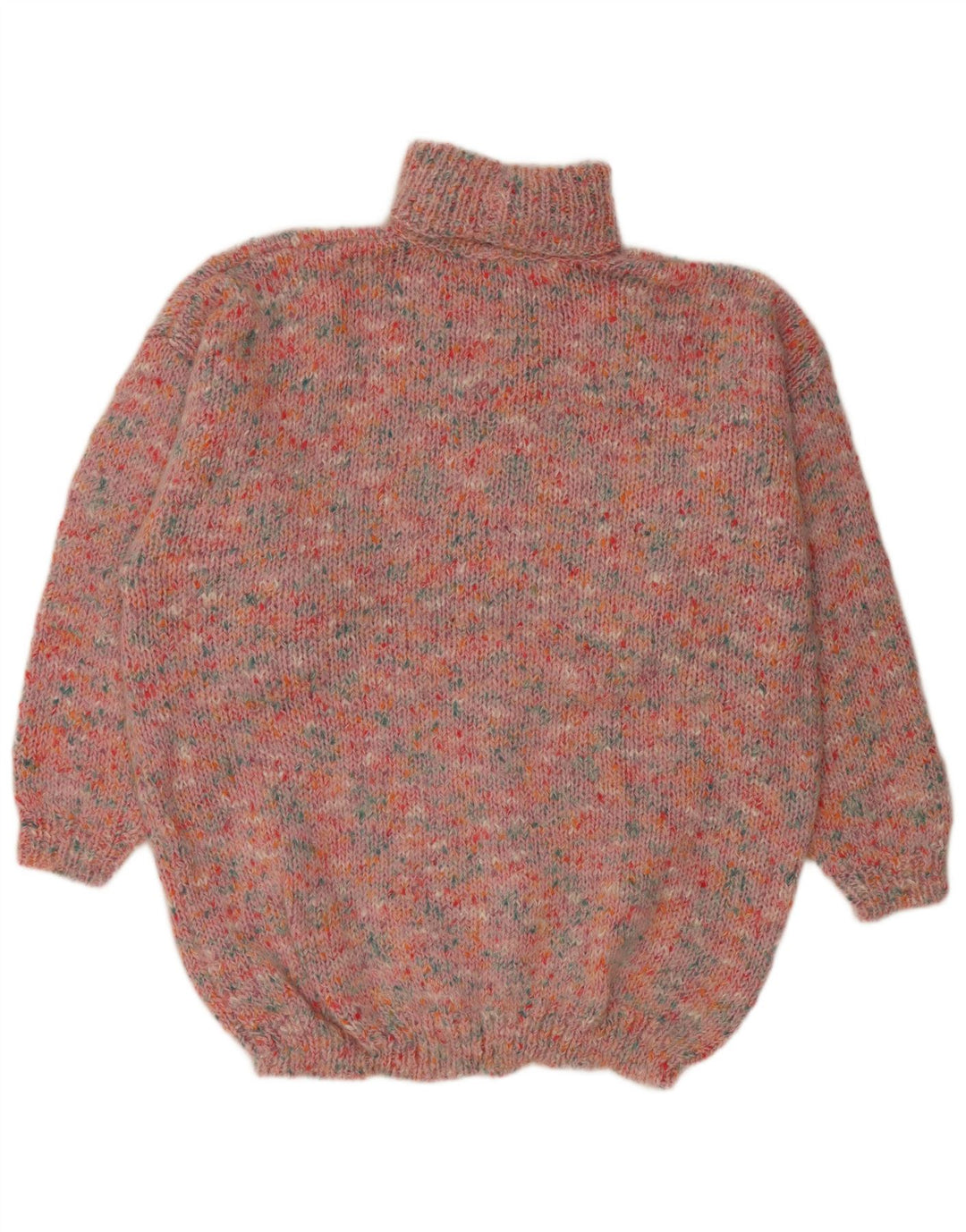 ВИНТАЖНЫЙ женский свободный джемпер с высоким воротником, Великобритания, 20, 2XL, розовый в крапинку