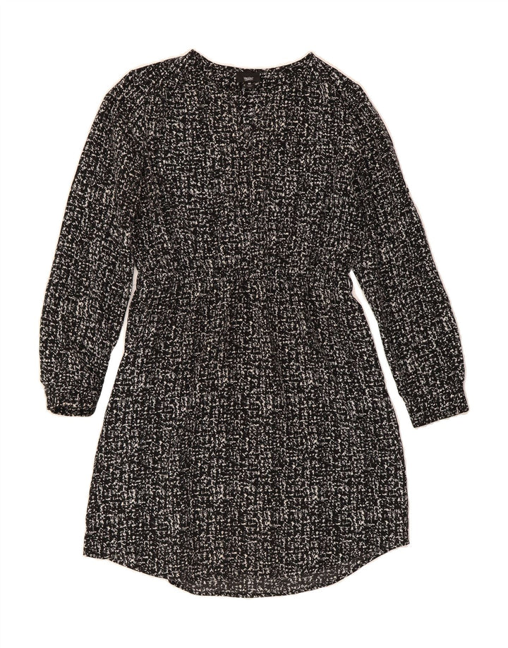 MOSSIMO Womens Long Sleeve A-Line Dress UK 14 Medium Black Flecked Vintage Mossimo and Second-Hand Mossimo from Messina Hembry 