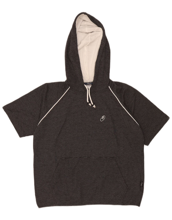 Asics Mens Short Sleeve Hoodie Jumper Large Black Cotton