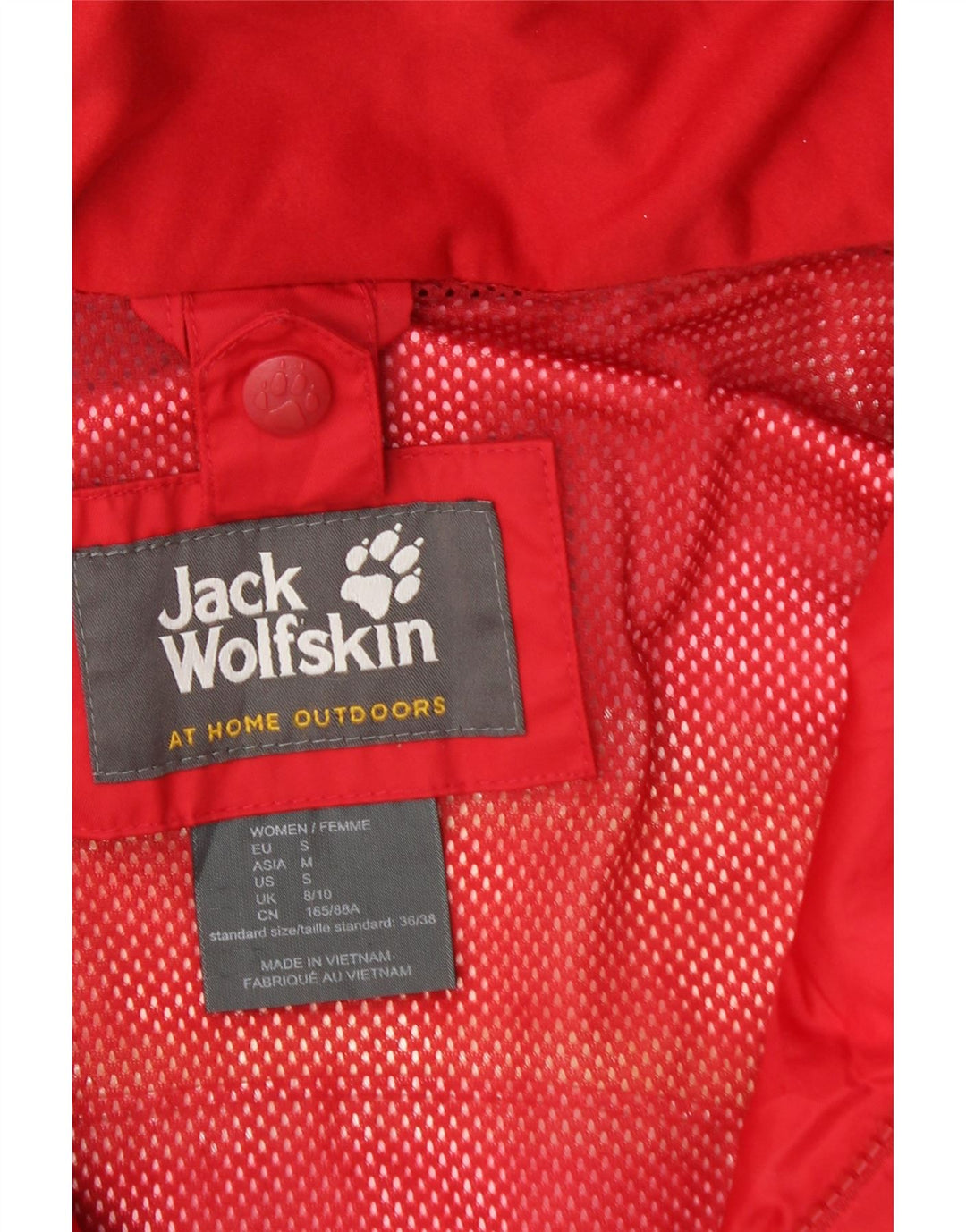 Женская дождевик с капюшоном JACK WOLFSKIN UK 8/10, маленький красный полиамид