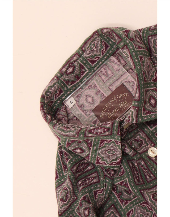 Мужская рубашка Benetton, большая, разноцветная, с геометрическим рисунком