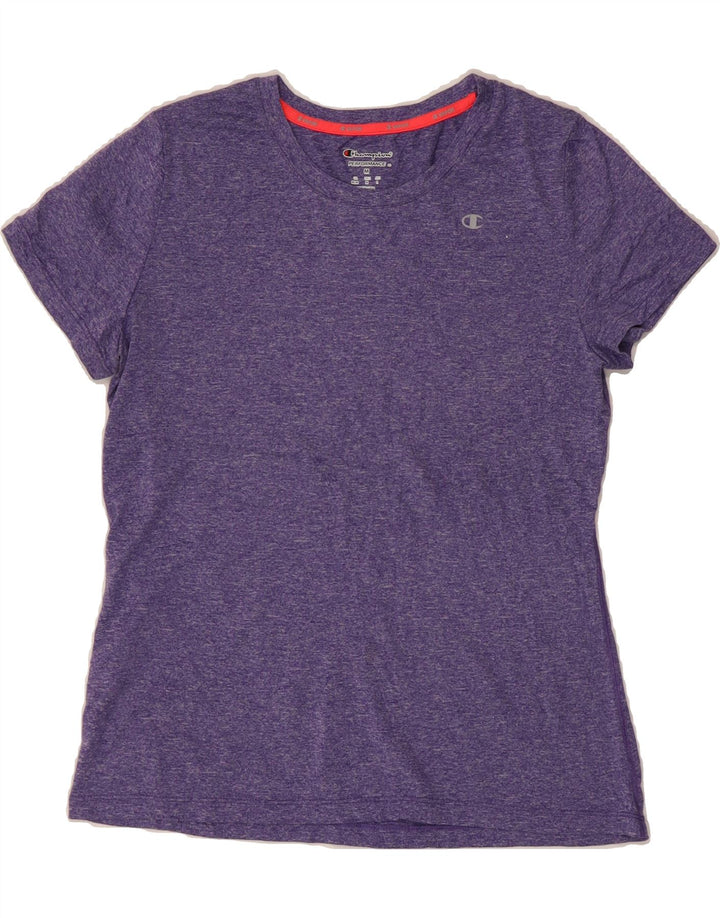 CHAMPION Womens T-Shirt Top UK 14 Medium Purple Flecked Polyester Vintage Champion and Second-Hand Champion from Messina Hembry 