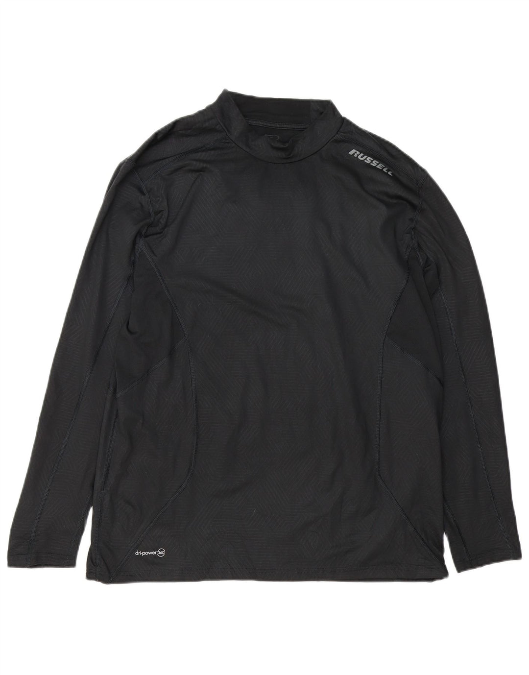 Мужской топ Russell Athletic Dri-Power с графическим рисунком, длинный рукав, размер XL, черный с геометрическим узором