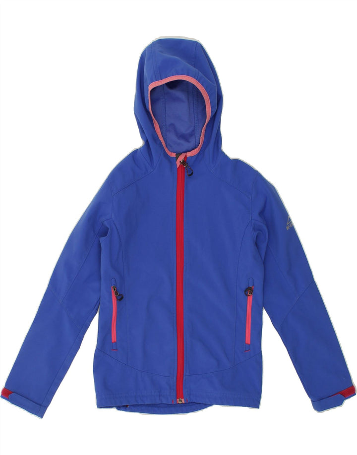 MCKINLEY Girls Hooded Rain Jacket 9-10 Years Blue Polyester Vintage McKinley and Second-Hand McKinley from Messina Hembry 