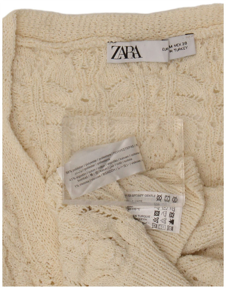 Женский укороченный кардиган без рукавов ZARA UK 14, средний бежевый полиэстер