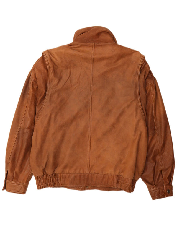 CARLO COMBERTI Мужская кожаная куртка IT 48 Medium Brown Leather