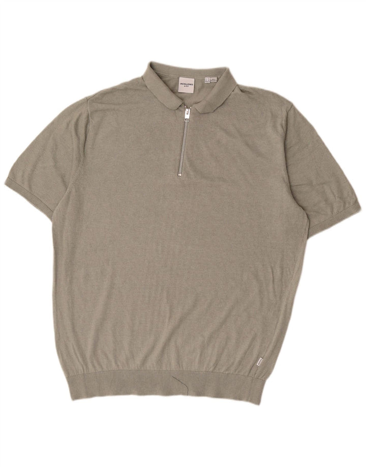Мужская рубашка поло с коротким рукавом Jack & Jones 3XL серая