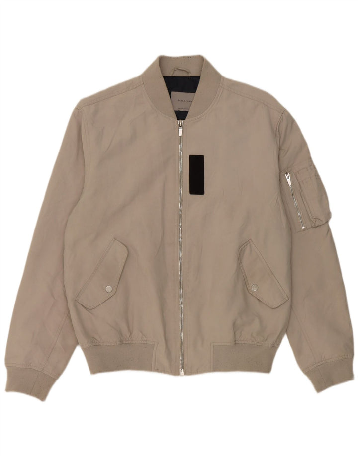 Мужская куртка-бомбер Zara UK 42 XL, серый полиэстер