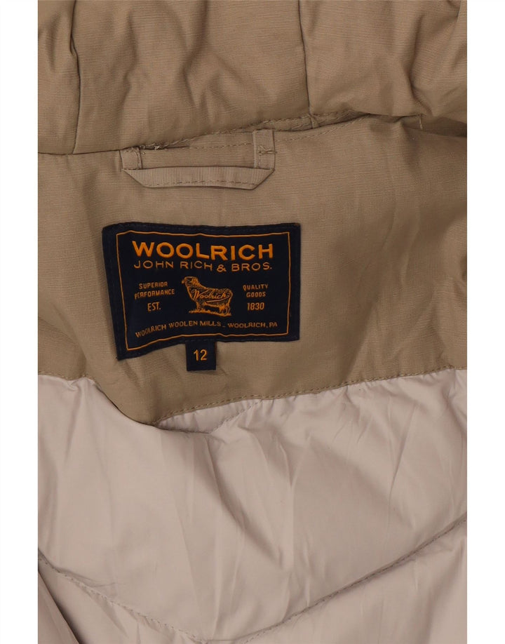 Практичная куртка с капюшоном для девочек Woolrich, 11–12 лет, бежевая