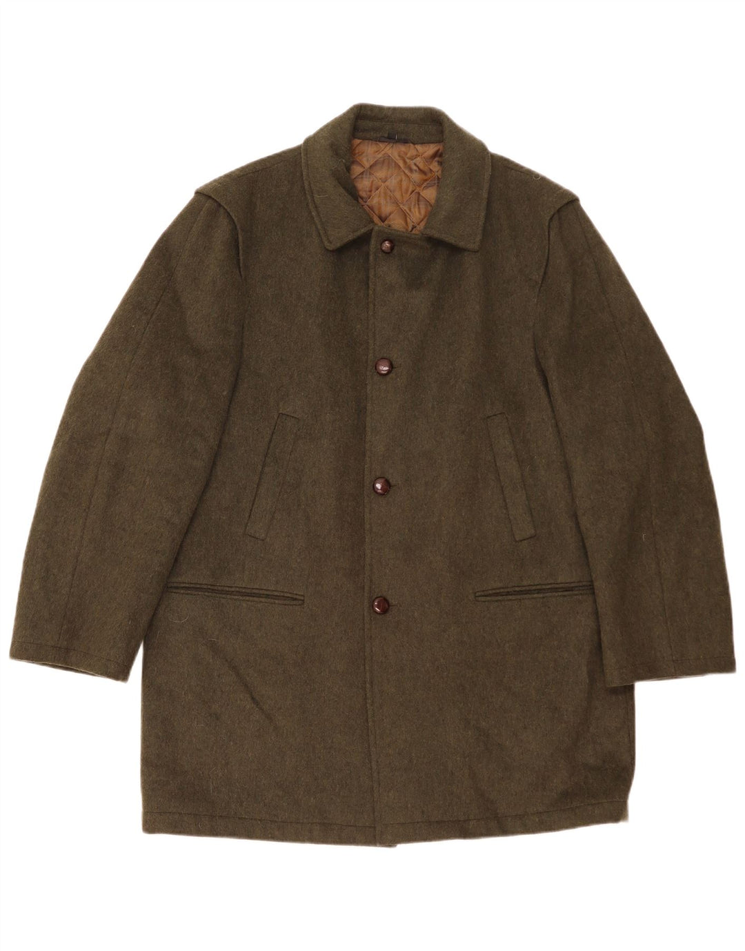 Винтажное мужское пальто UK 42 XL из шерсти цвета хаки