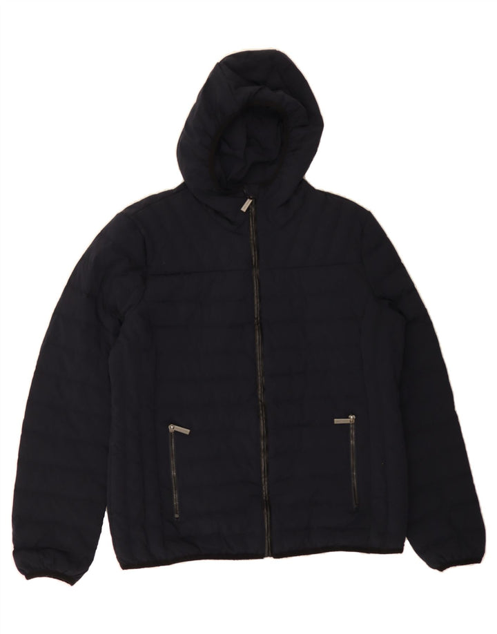 MICHAEL KORS Womens Hooded Padded Jacket UK 16 Large Navy Blue Nylon Vintage Michael Kors and Second-Hand Michael Kors from Messina Hembry 