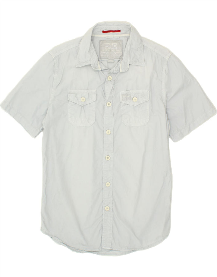 SUPERDRY Mens Short Sleeve Shirt Medium Blue Cotton Vintage Superdry and Second-Hand Superdry from Messina Hembry 