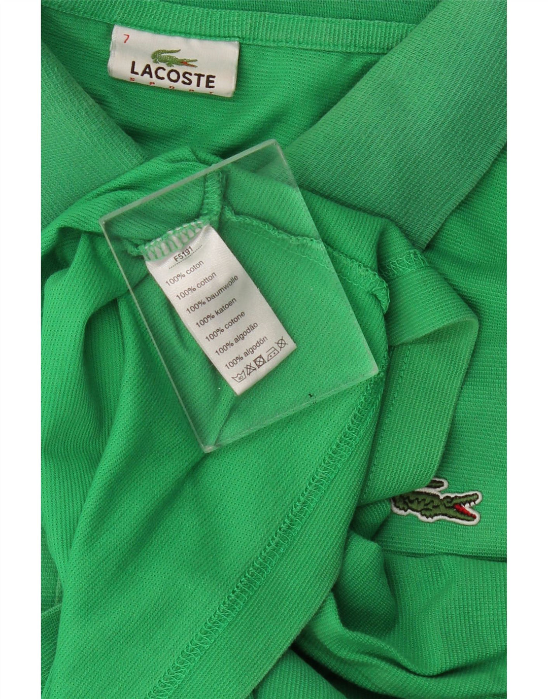 Мужская рубашка-поло LACOSTE, размер 7, 2XL, зеленый хлопок