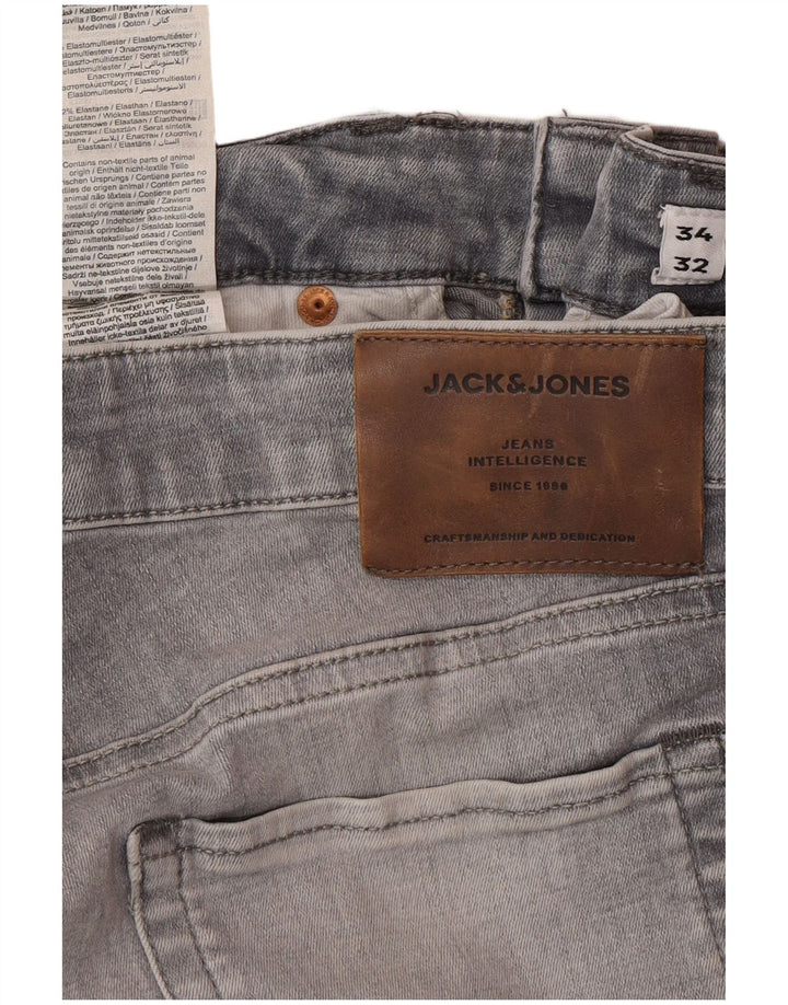JACK & JONES Мужские узкие джинсы W34 L32 Серые хлопковые