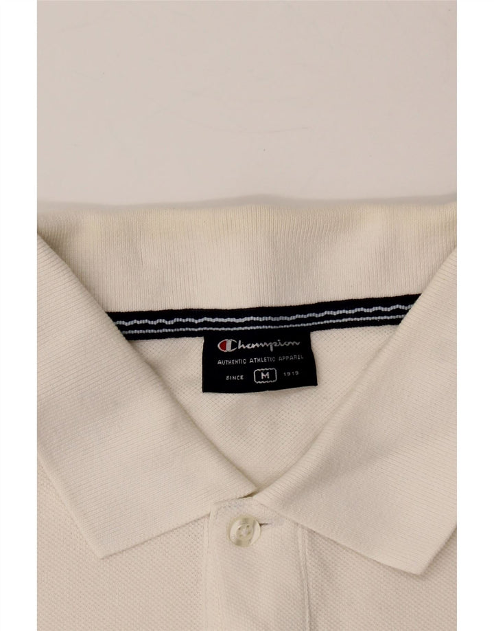 CHAMPION Mens Polo Shirt Medium White Vintage Champion and Second-Hand Champion from Messina Hembry 