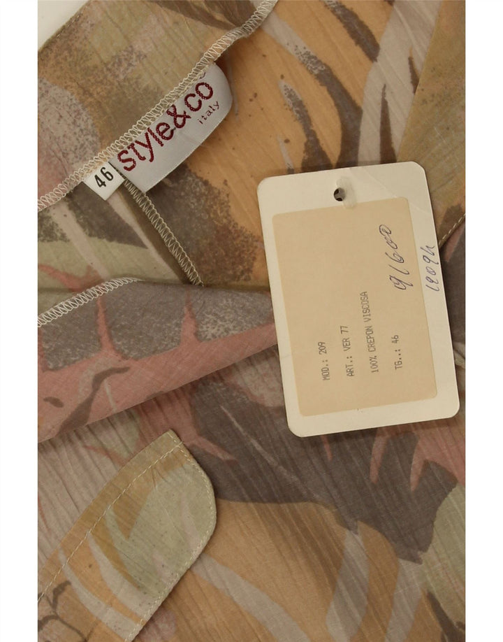 Женская блузка-рубашка с коротким рукавом Style&Co IT 46, большая бежевая вискоза с цветочным принтом