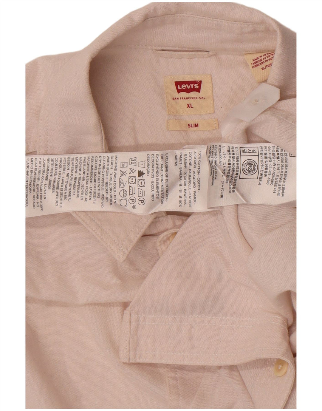 Мужская рубашка приталенного кроя Levi's XL, розовая, хлопок