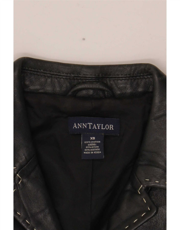 Женский кожаный пиджак на 4 пуговицах Ann Taylor, Великобритания 6 XS, черный