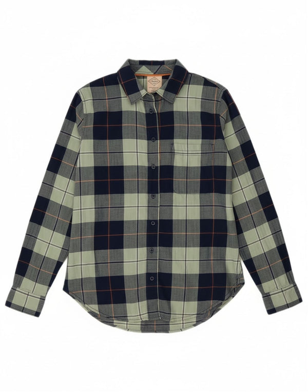 Классическая женская фланелевая рубашка St John's Bay UK 6 XS Темно-синяя клетка в клетку, хлопок