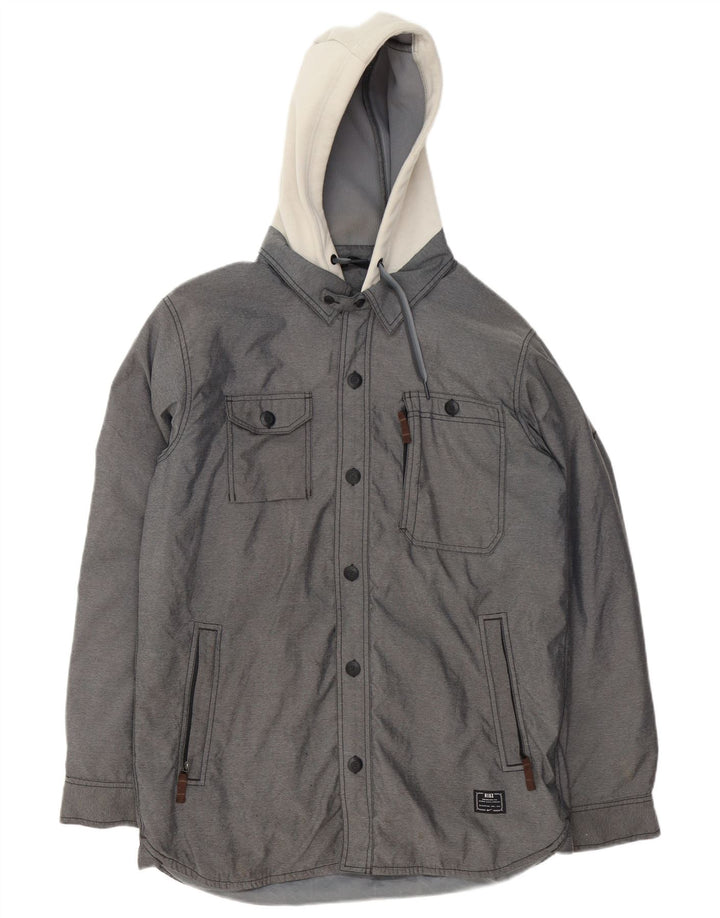 Мужская ветровка с капюшоном Nike UK 36, маленькая серая, полиэстер с цветными блоками