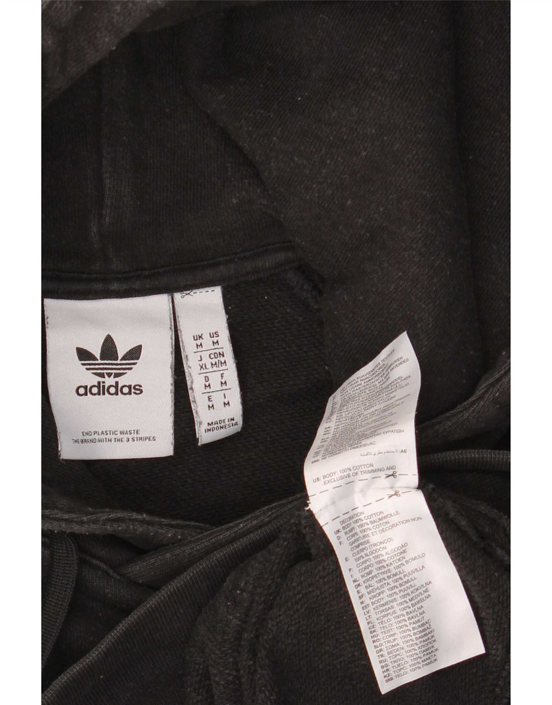 Мужской джемпер с капюшоном Adidas среднего размера, черный, хлопок