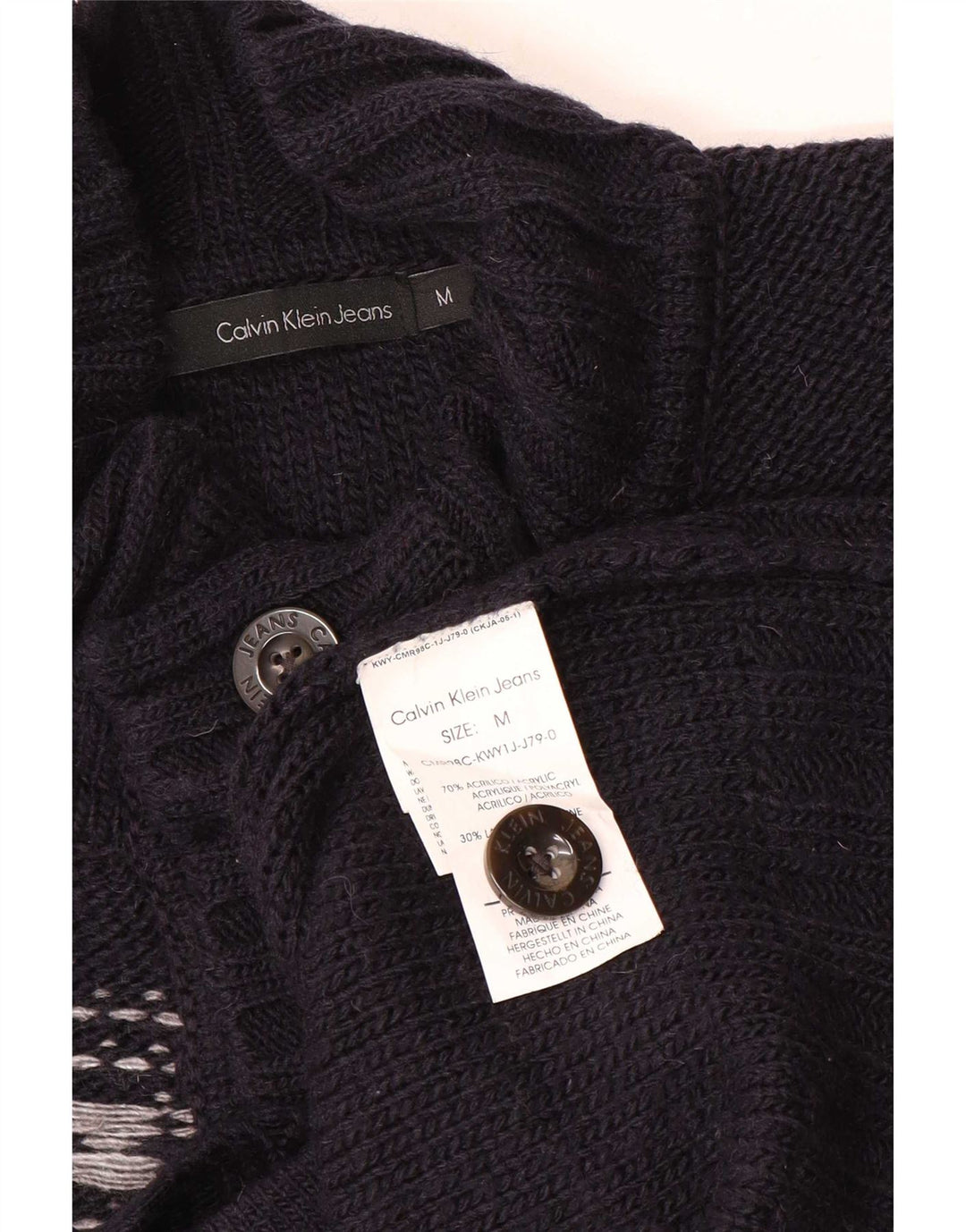Мужской джемпер с пуговицами Calvin Klein Jeans, средний темно-синий