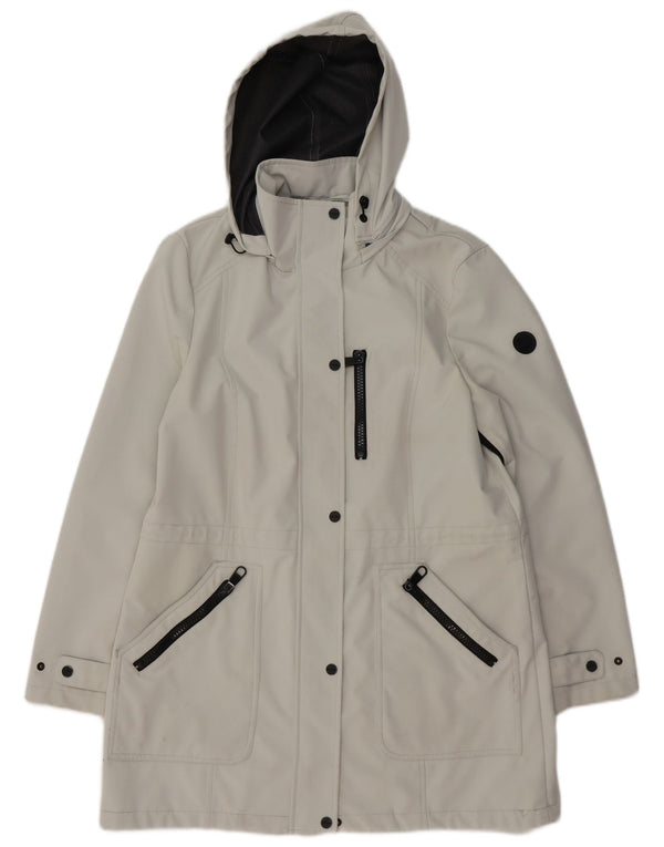 CALVIN KLEIN Женская ветровка с капюшоном UK 16, большой серый полиэстер