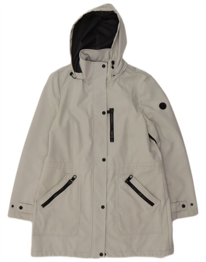 CALVIN KLEIN Женская ветровка с капюшоном UK 16, большой серый полиэстер