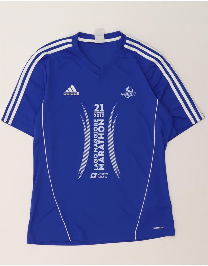 Мужская футболка Adidas Climalite с графическим рисунком, средний синий полиэстер