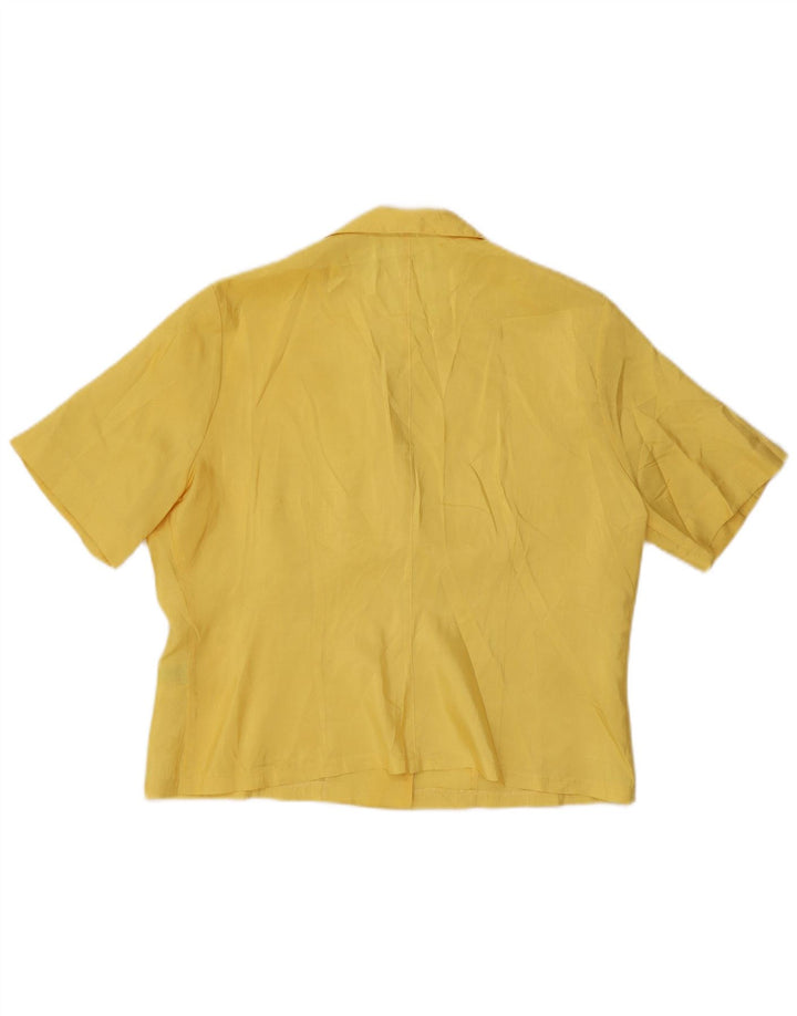 VINTAGE Womens Short Sleeve Shirt Blouse IT 44 Medium Yellow Polyester