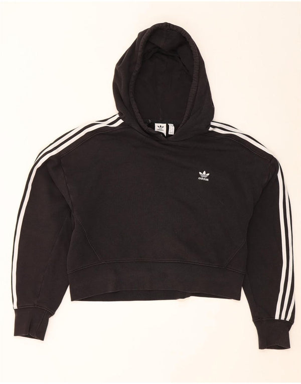 Женский укороченный джемпер с капюшоном Adidas Oversized UK 10, маленький черный, хлопок