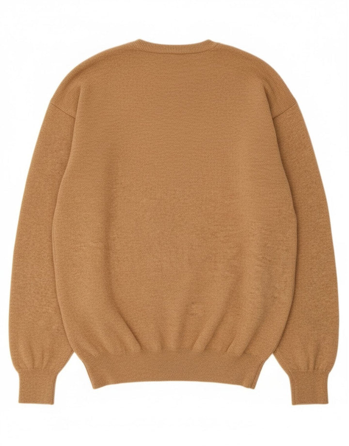 Мужской джемпер с v-образным вырезом Massimo Dutti XL, бежевый, шерсть