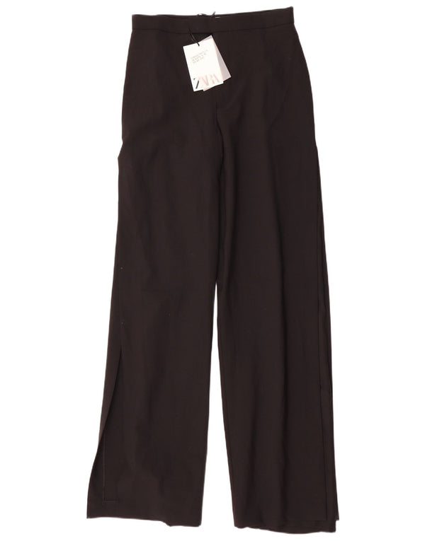 Zara Женские повседневные широкие брюки W28 L35, черные, полиэстер