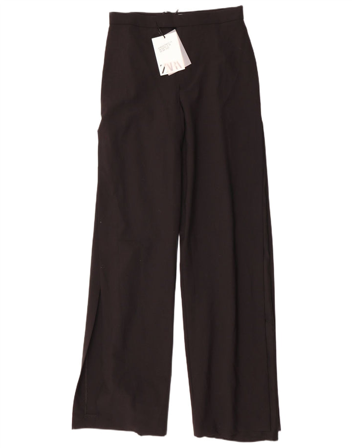 Zara Женские повседневные широкие брюки W28 L35, черные, полиэстер