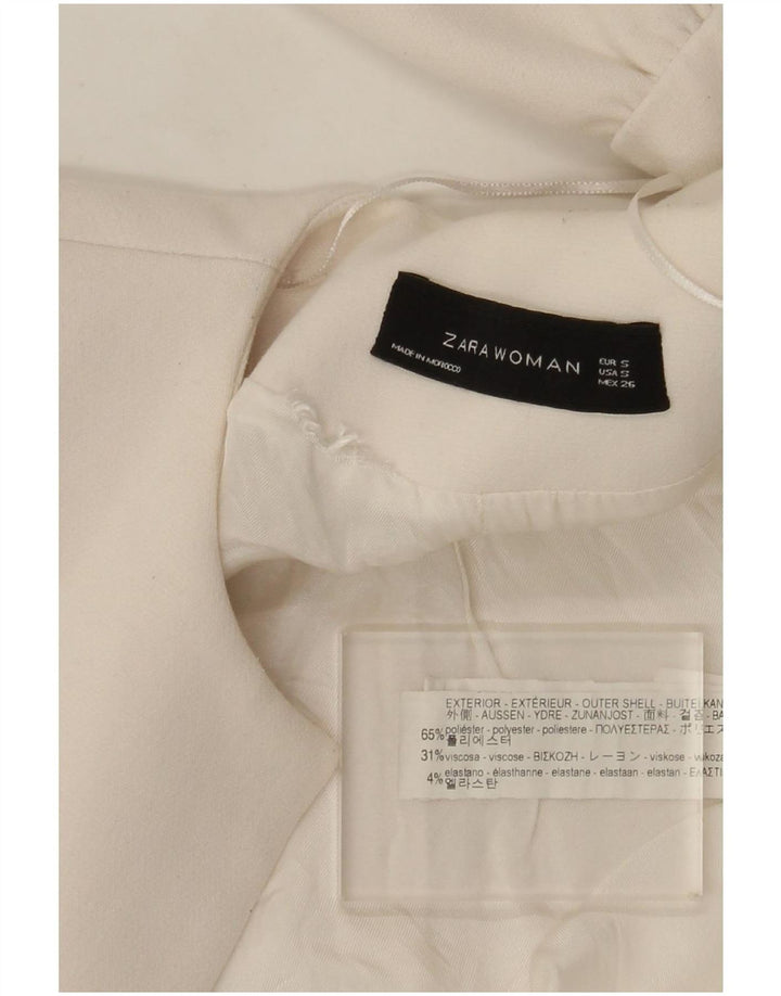 Женский удлиненный открытый пиджак Zara UK 10, маленький белый полиэстер