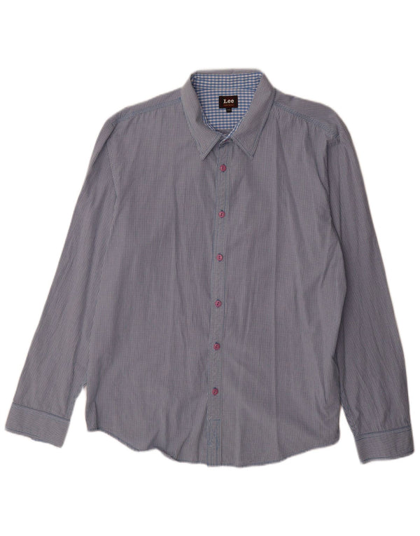 Мужская рубашка Lee 2XL, синяя, хлопок в мелкую клетку