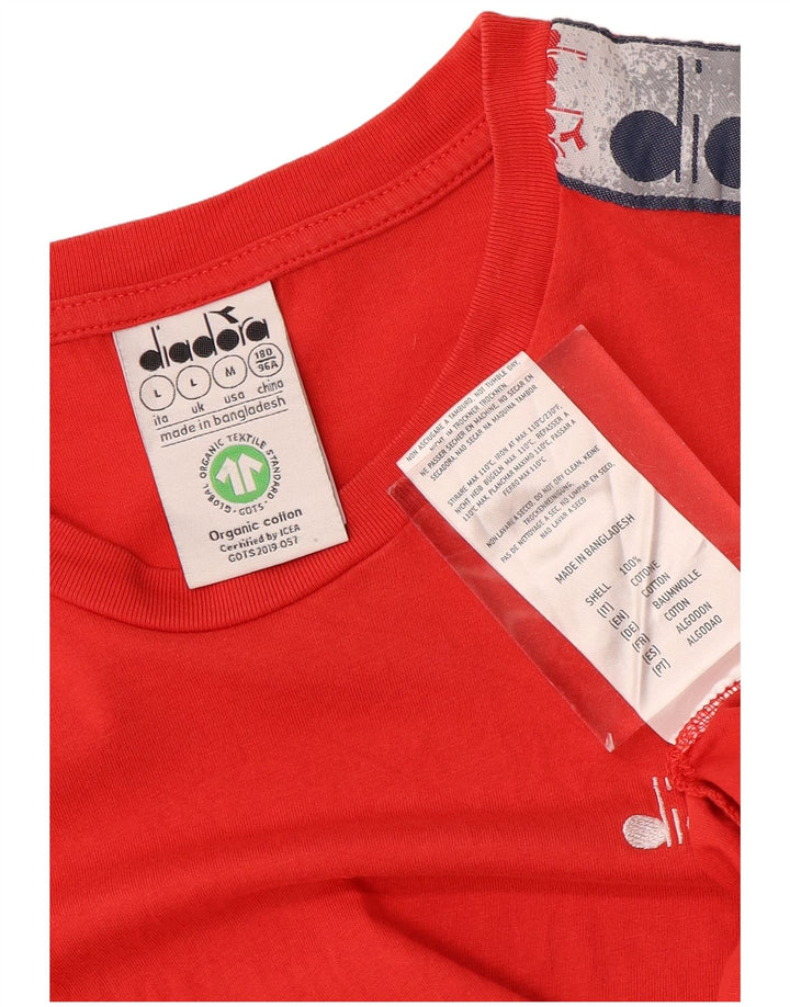 DIADORA Мужская футболка с рисунком, большой красный хлопок с цветными блоками