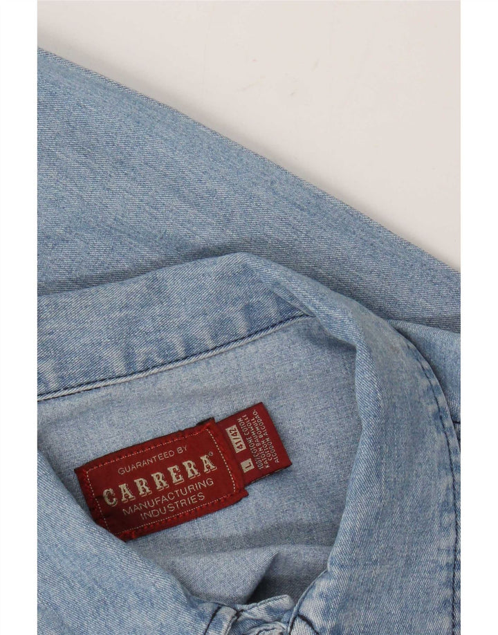 Мужская джинсовая рубашка Carrera, размер 41/42, большая синяя, хлопок