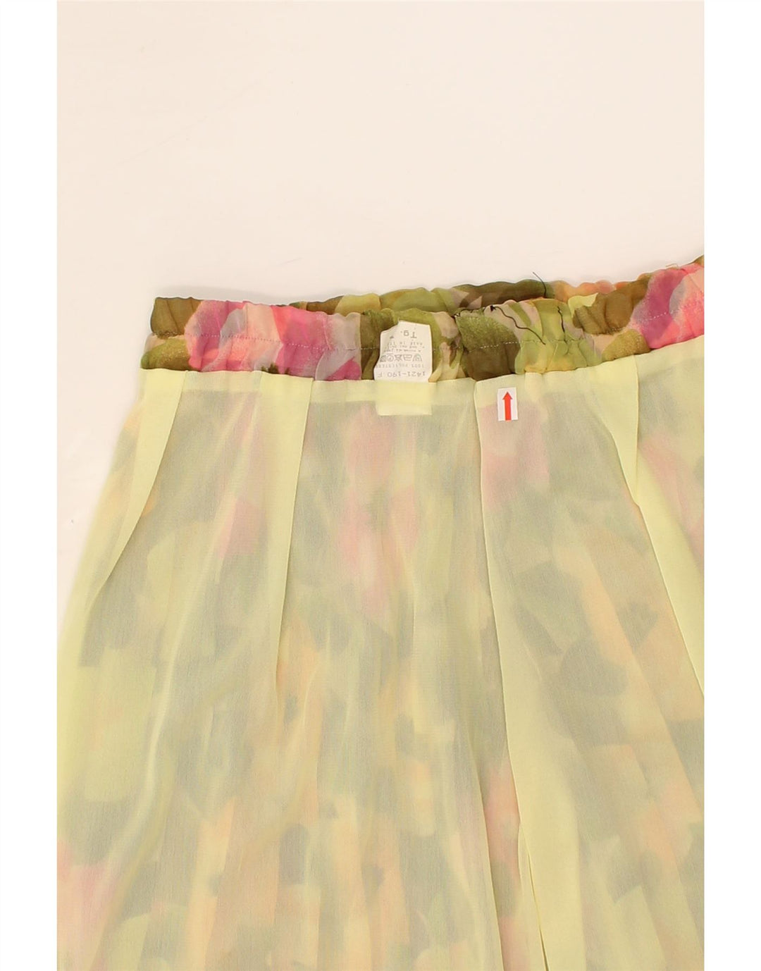 VINTAGE Womens Pleated Skirt W28 Medium Green Floral Polyester Vintage Vintage and Second-Hand Vintage from Messina Hembry 