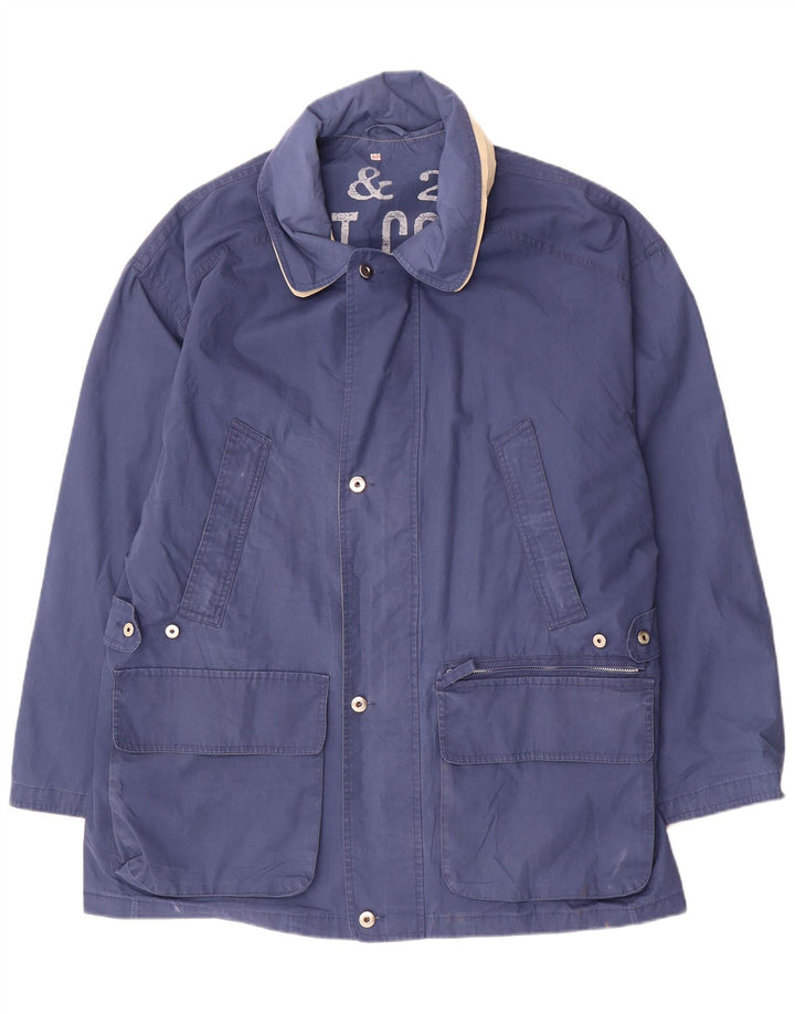 Винтажная мужская куртка UK 42 XL темно-синего цвета из полиэстера