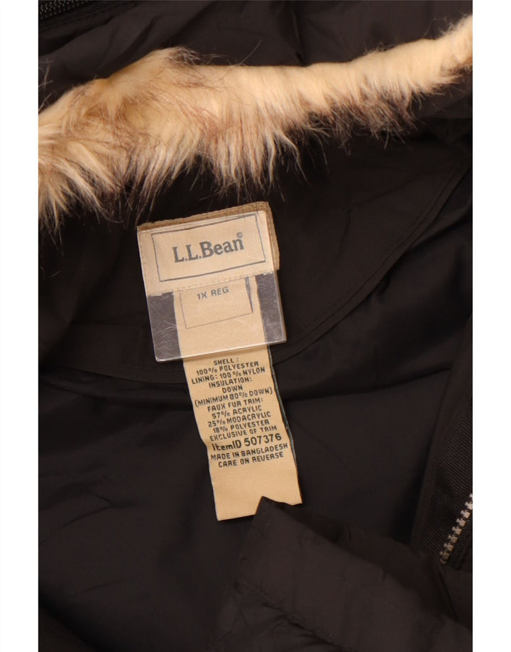 L.L.BEAN Женское длинное стеганое пальто с капюшоном UK 18 XL, черный полиэстер