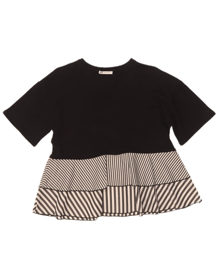 Женская блузка Zara Top UK 10, маленькая черная полоска